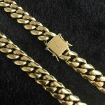 Men's Miami Cuban Link Chain Bracelet Solid 14K Gold Plated Stainless Steel
