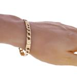 14k Yellow Gold Solid Cuban & Nugget Link Chain Bracelet 8.5" 6.5mm 13.2 grams