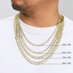 14K Yellow Gold Solid 1.5mm-12mm Curb Chain Cuban Link Necklace Bracelet 7"- 30"