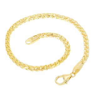 Italian 14k Yellow Gold Solid Diamond Cut Franco Chain Bracelet 7.5" 3mm 9.3gram