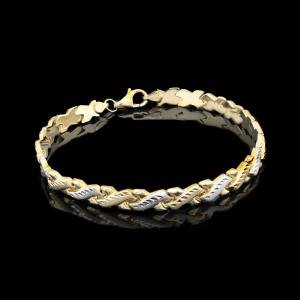 10k Yellow Gold Solid Two Tone XX link bracelet with Diamond Cut 8" Women 5.2g