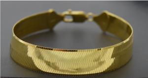 Real 10K Solid Yellow Gold Polished Shiny Herringbone 11.5mm Bracelet 7"-8"