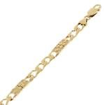 14k Yellow Gold Solid Cuban & Nugget Link Chain Bracelet 8.5" 6.5mm 13.2 grams