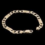 14k Yellow Gold Solid Cuban & Nugget Link Chain Bracelet 8.5" 6.5mm 13.2 grams