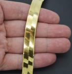 Real 10K Solid Yellow Gold Polished Shiny Herringbone 11.5mm Bracelet 7"-8"