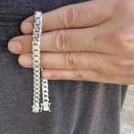 Solid 14k White Gold Over 9mm Link 7.5" Men/ Women Bracelet Miami Cuban Link
