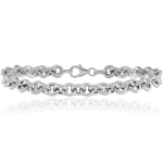 14K White Gold 6.5mm Rolo Link Bracelet