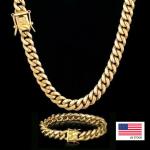 24inch Solid 14K Gold Plated Hip Hop Men's Heavy Miami Cuban Link Chain Bracelet