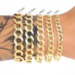 14K Yellow Gold Solid 1.5mm-12mm Curb Chain Cuban Link Necklace Bracelet 7"- 30"