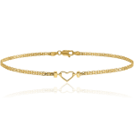 14K Yellow Gold Heart Anklet Bracelet
