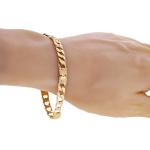 14k Yellow Gold Solid Cuban & Nugget Link Chain Bracelet 8.5" 6.5mm 13.2 grams