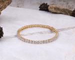 7' Inch Long Tennis Wedding Bracelet Solid 14K Yellow Gold 6 CT Round Cut VVS1