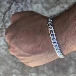 Solid 14k White Gold Over 9mm Link 7.5" Men/ Women Bracelet Miami Cuban Link