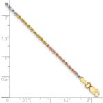 Real 14k Tri-Color Gold Solid Diamond-Cut Rope Chain Bracelet | 7 inch 6 Widths