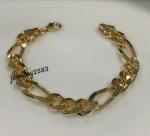 10mm x 8" Men's Figaro Link Bracelet Solid Metal 14k Yellow Gold Plated Silver