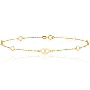 14K Solid Yellow Gold Heart Anklet Bracelet