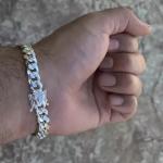 Solid 14k White Gold Over 9mm Link 7.5" Men/ Women Bracelet Miami Cuban Link