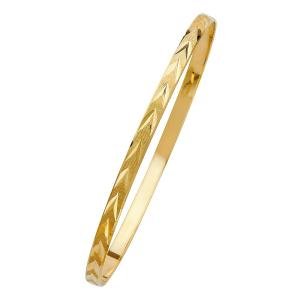 Genuine 14k Yellow Gold Ladies Diamond-Cut 4mm Solid Bangle Bracelet 7" or 8"