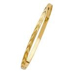 14k Yellow Gold Diamond-Cut Bangle Bracelet 4mm