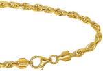 10k Solid Yellow Gold 3 mm Diamond-cut Rope Chain Bracelet, Lobster Claw - 7" 8"