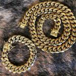 24inch Solid 14K Gold Plated Hip Hop Men's Heavy Miami Cuban Link Chain Bracelet