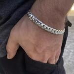 Solid 14k White Gold Over 9mm Link 7.5" Men/ Women Bracelet Miami Cuban Link