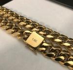 24inch Solid 14K Gold Plated Hip Hop Men's Heavy Miami Cuban Link Chain Bracelet