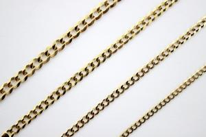 10K Solid Yellow Gold Cuban Chain Necklace Bracelet Anklet 2.5mm ~ 5mm / 7"~ 36"