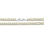 180-7MM Yellow Gold Plated Pave Figaro Chain .925 Solid Sterling Silver 