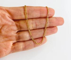 10K Solid Gold 2,5mm Figaro Anklet Bracelet, 10K Gold Anklets 9"- 10 " Long-GA13