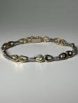 Vintage Solid 14K Yellow Gold Horseshoe Link Bracelet & Natural Diamonds,