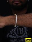 Tennis Bracelet SOLID 925 Sterling Silver & Gold Plated ITALY Single Row CZ Icy
