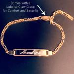 14k Gold Plated Solid 925 Sterling Silver Figaro Link Childrens Baby ID Bracelet