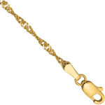 14K Solid Yellow Gold 1.70mm Singapore Chain Bracelet