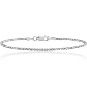 14K Solid White Gold 1.7mm Spiga Wheat Link Chain Bracelet
