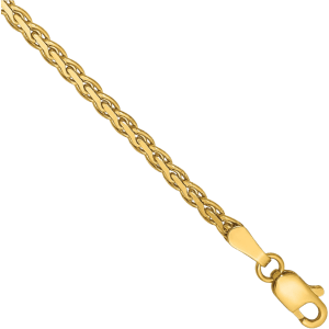 14K Solid Yellow Gold 2.4mm Flat Wheat Link Chain Bracelet