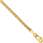 14K Solid Yellow Gold 2.4mm Flat Wheat Link Chain Bracelet