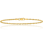 10K Solid Yellow Gold 1.8mm Light Rope Chain Bracelet