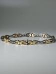 Vintage Solid 14K Yellow Gold Horseshoe Link Bracelet & Natural Diamonds,