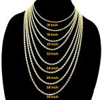 10K Yellow Gold 3mm-5mm SOLID Mirror Figaro Necklace Bracelet Chain Link 7"-30"
