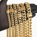 24inch Solid 14K Gold Plated Hip Hop Men's Heavy Miami Cuban Link Chain Bracelet