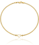 14K Yellow Gold Heart Anklet Bracelet