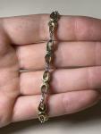 Vintage Solid 14K Yellow Gold Horseshoe Link Bracelet & Natural Diamonds,