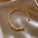 Woman 18K Gold Plated Fashion Solid Bamboo Shape Opening Bracelet Bangle Cuff