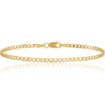 10K Solid Yellow Gold 3mm Concave Curb Link Chain Bracelet
