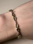 Vintage Solid 14K Yellow Gold Horseshoe Link Bracelet & Natural Diamonds,