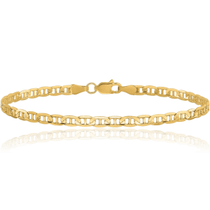 10K Solid Yellow Gold 5.25mm Concave Mariner Link Chain Bracelet
