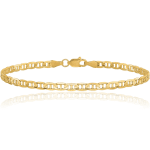 10K Solid Yellow Gold 5.25mm Concave Mariner Link Chain Bracelet
