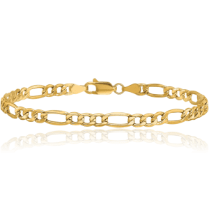 10K Solid Yellow Gold 4.2mm Figaro Link Chain Bracelet