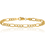 10K Solid Yellow Gold 4.2mm Figaro Link Chain Bracelet